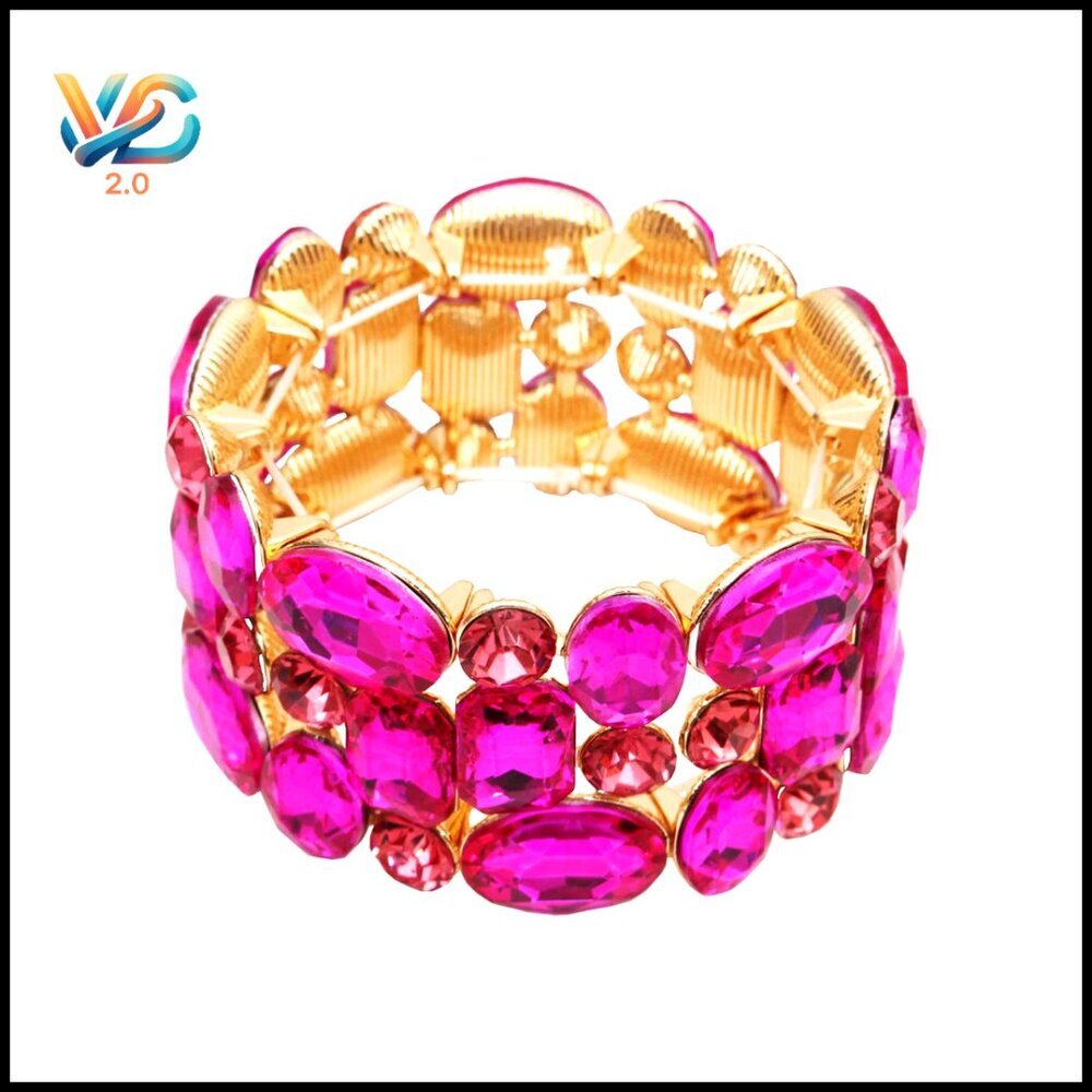 Crystal Leaf Flower Stretch Bangle Bracelet for Weddings‎ & Special Occasions